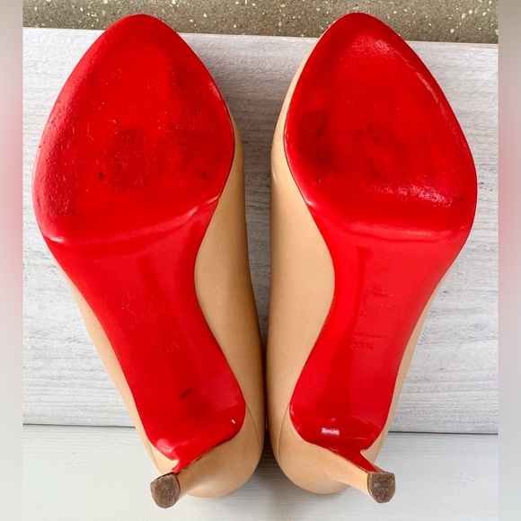 Christian Louboutin Nude with Red Peep Toe Pumps size 9.5 - Picture 12 of 12